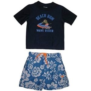Baby Boys Carter's 2-Piece Monkey Beach Bum Rashguard Swim Set 12 Mo trunks NWT